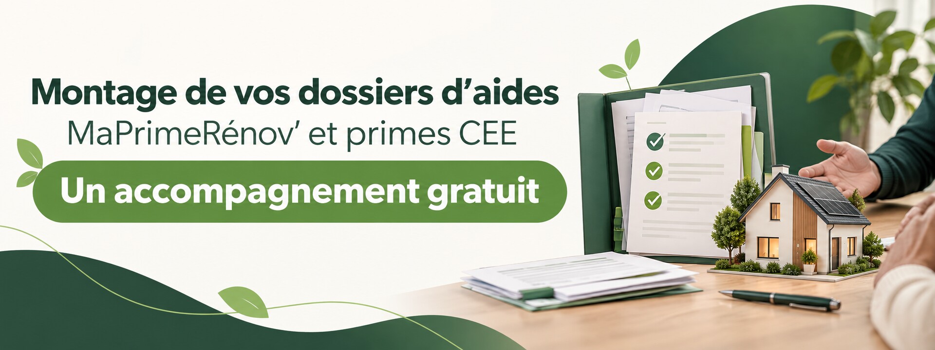 Montage de vos dossiers d’aides MaPrimeRénov’ et primes CEE : un accompagnement gratuit.