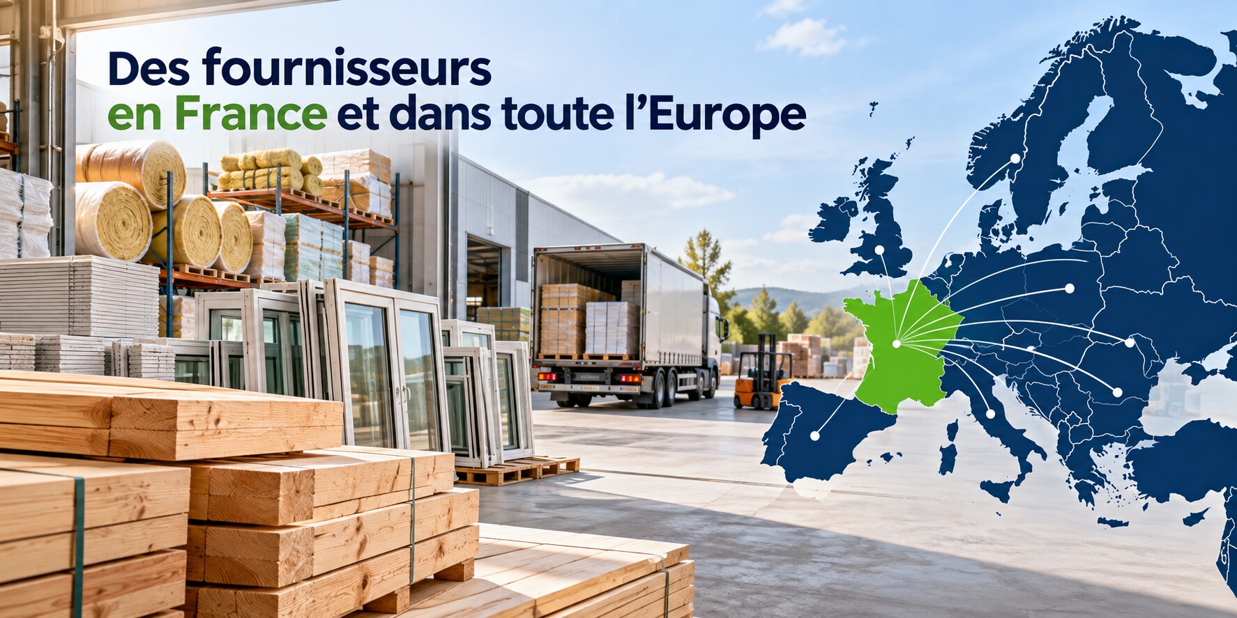 Des fournisseurs en France et dans toute l’Europe : matériaux de construction et réseau européen